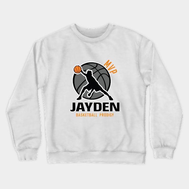Jayden MVP Custom Player Basketball Prodigy Your Name Crewneck Sweatshirt by Baseball Your Name
